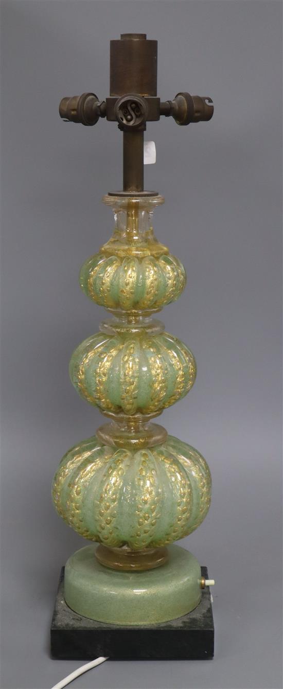 A Venetian glass table lamp overall height 59cm